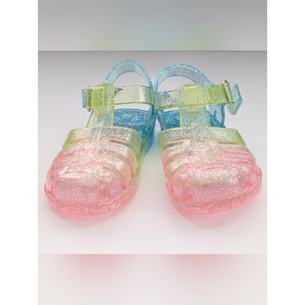 OshKosh B'gosh Baby (Size 4) Glitter Jelly Sandals in Pastel Rainbow Colors - Picture 3 of 16